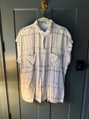 Rails White and Light Gray Plaid Short-Sleeve Button-Down Shirt